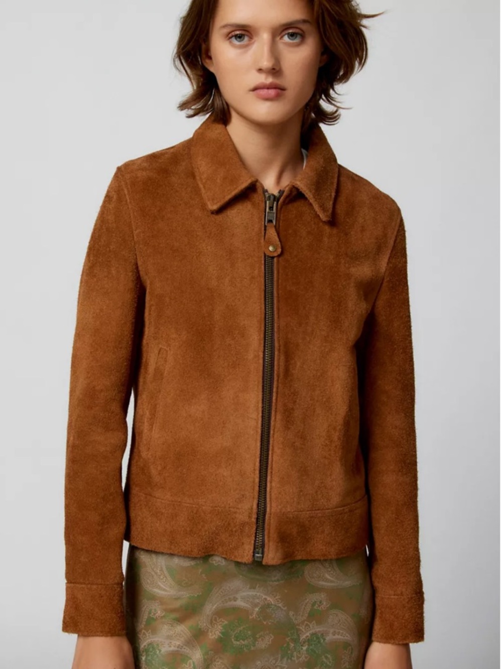 Schott NYC Roughout Cowhide Suede Trucker Jacket Small Like New